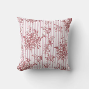 Cojín Decorativo Elegantes rayas de rosado vintage floral