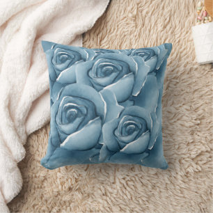 Cojín Decorativo Elegantes Rosas Acuarela Azules para Almohadón de 