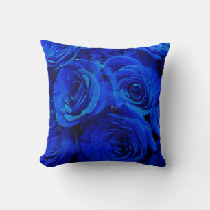 Cojín Decorativo Elegantes rosas azules flores azules florales azul