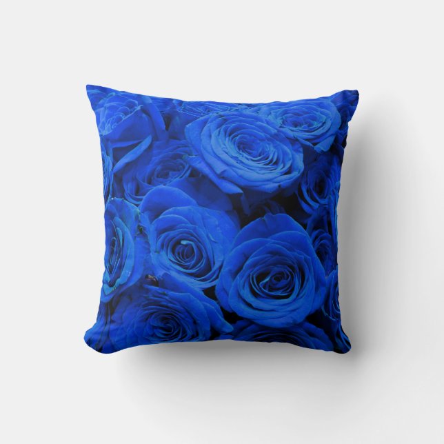 Cojín Decorativo Elegantes rosas azules flores azules florales azul (Anverso)