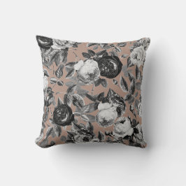 Cojín Decorativo Elegantes Rosas blancos negros de época rosado bei