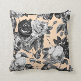 Cojín Decorativo Elegantes Rosas blancos negros vintage Tan Beige