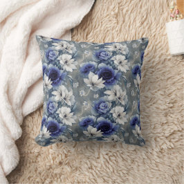 Cojín Decorativo Elegantes rosas y azules y lirios