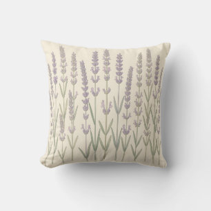 Cojín Decorativo Elegantes tallos de lavanda suave botánica púrpura