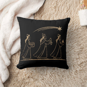 Cojín Decorativo Elegantes Tres Reyes Magos Siguiendo la Estrella  