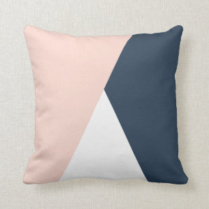Cojín Decorativo Elegantes triángulos geométricos rosa y azul mar