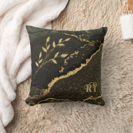 Cojín Decorativo Elegantes y elegantes Iniciales de Marcado Negro y