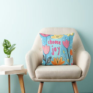 Cojín Decorativo Elegir el arte alegre de las flores coloridas
