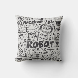 Cojín Decorativo elemento robot doodle, herramientas de línea de i