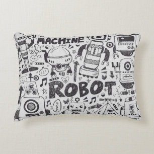 Cojín Decorativo elemento robot doodle, herramientas de línea de il