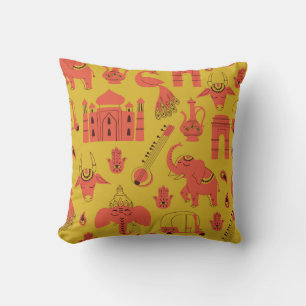 Cojín Decorativo Elementos indios, cosecha cosecha a mano.