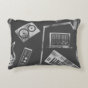 Cojín Decorativo Elementos musicales: fondo inmaculado vintage.