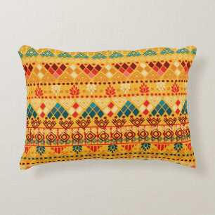 Cojín Decorativo Elementos tribales, versátil patrón transparente.