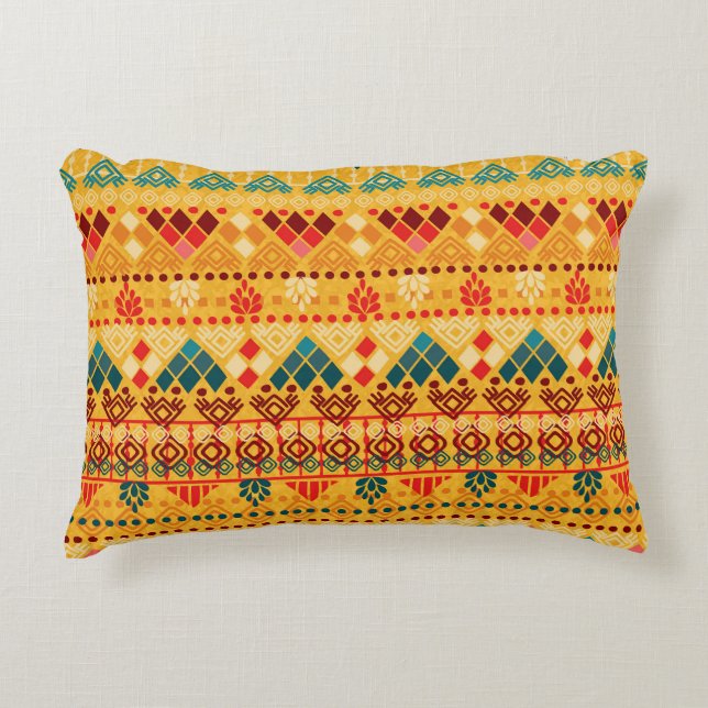 Cojín Decorativo Elementos tribales, versátil patrón transparente. (Anverso)