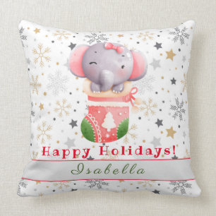 Cojín Decorativo Elephant Holidays Personalizar Textos y nombre 20"