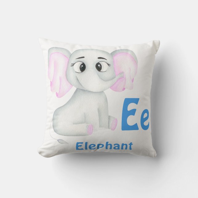 Cojín Decorativo Elephant personalizar ABC: Letra E - Añadir tu nom (Anverso)