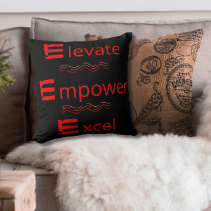 Cojín Decorativo Eleva Empodera Excel Motivación Rojo y Negro