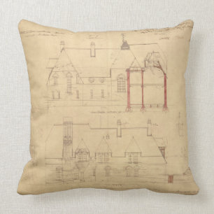 Cojín Decorativo Elevaciones para la casa roja, brezo de Bexley