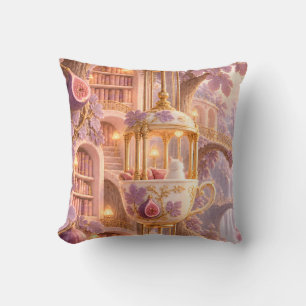 Cojín Decorativo Elevador de taza de té de higo lavanda Biblioteca