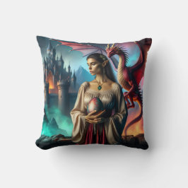 Cojín Decorativo Elf sosteniendo un huevo de dragón