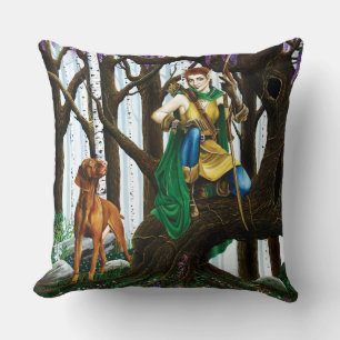 Cojín Decorativo Elfo de fantasía Arquero Perro Vizsla Bosque Encan