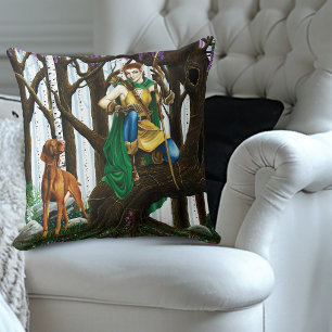 Cojín Decorativo Elfo de fantasía Arquero Perro Vizsla Bosque Encan