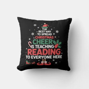 Cojín Decorativo Elfo de Navidad de Profesor de Lectura Alegría de