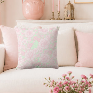 Cojín Decorativo Elia 🌸 Rosa Suave Floral Barroco