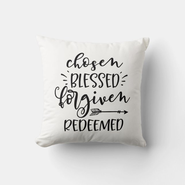 Cojín Decorativo Elige bendito perdonado redimido con flecha (Anverso)