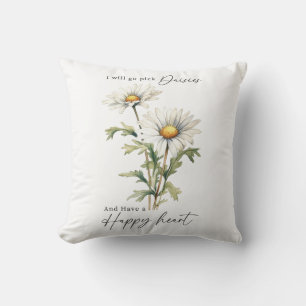 Cojín Decorativo Elige Daisies Y Ten Un Corazón Feliz