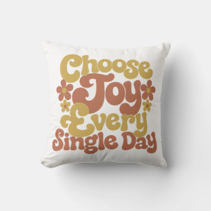 Cojín Decorativo Elige la Alegría Cada Día Cita Retro Groovy