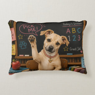 Cojín Decorativo ¡Elígeme! Perro Cute de Escuela Levantando la Pata