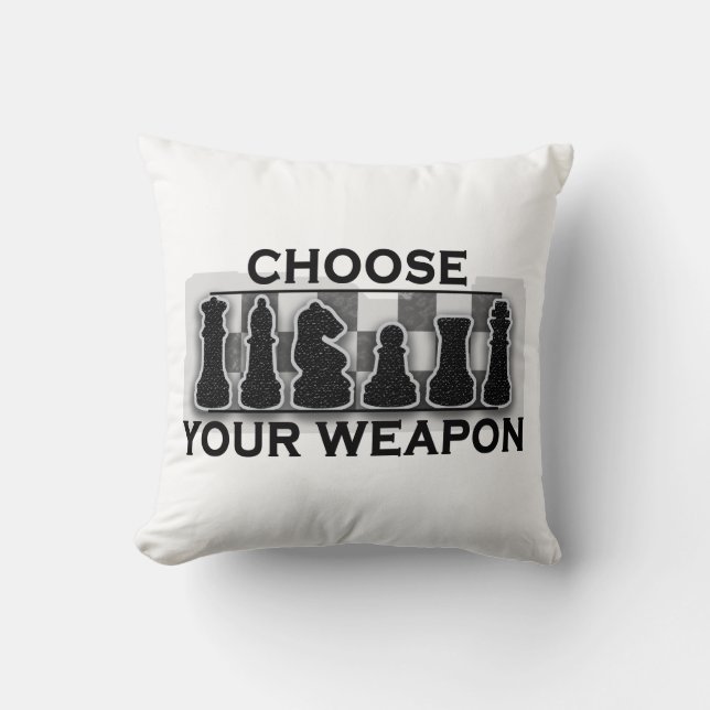 Cojín Decorativo Elija su ajedrez de arma (Anverso)