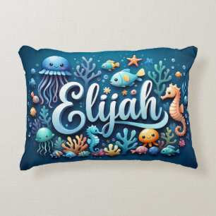 Cojín Decorativo Elijah Name Ocean Theme Decorated Sea Life