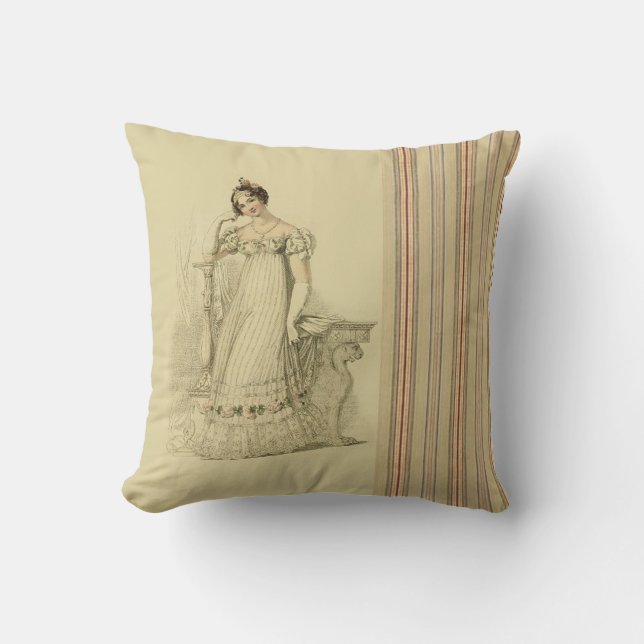 Cojín Decorativo Elinor, Jane Austen inspiró la regencia marfil (Anverso)