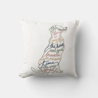 Cojín Decorativo Ella Esperó por Ti Perro Cita Arte Línea Literaria