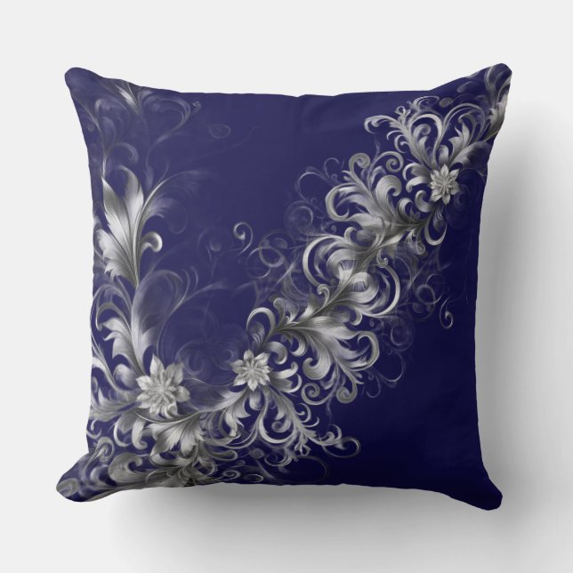 Cojín Decorativo Embellished Navy Blue Throw Pillow (Anverso)