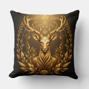 Cojín Decorativo Emblema de Ciervo Dorado