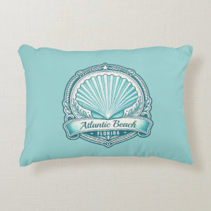 Cojín Decorativo Emblema de concha marina costera de Atlantic Beach