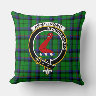 Cojín Decorativo Emblema de Tartán Clan Armstrong, emblema y logoti