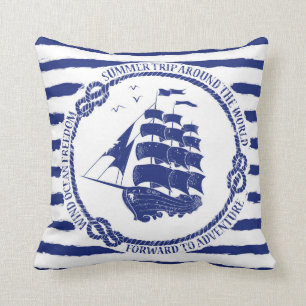 Cojín Decorativo Emblema náutico con el velero