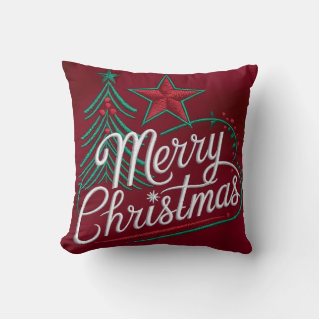 Cojín Decorativo Embroidery Merry Christmas Design (Anverso)