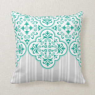 Cojín Decorativo Emerald Green Classy Stripes Damask