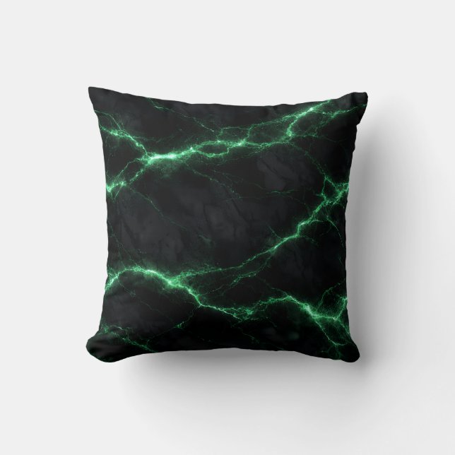 Cojín Decorativo Emerald Green Electric Marble Throw Pillow (Anverso)