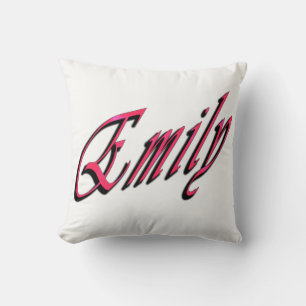 Cojín Decorativo Emily, Chicas nombran logotipo cursivo rosado