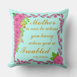 Cojín Decorativo Emily Dickinson cita sobre la madre
