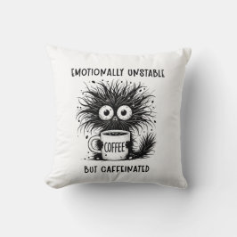 Cojín Decorativo Emocionalmente inestable pero cafeinado gato graci