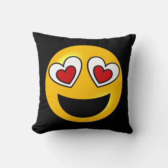 Cojín Decorativo Emoji cariñosa del corazón (Anverso)