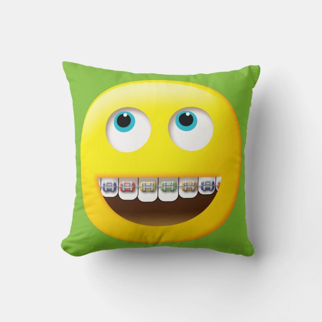Cojín Decorativo Emoji con Braces Pillow (Anverso)