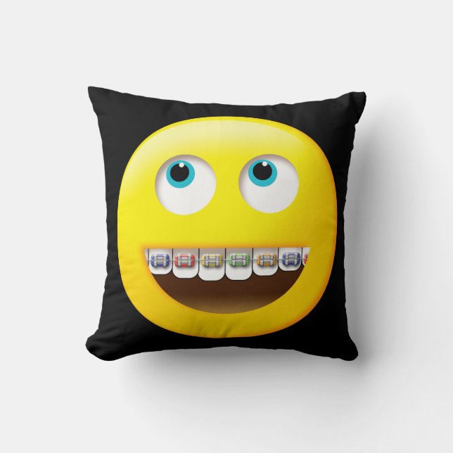 Cojín Decorativo Emoji con Braces Pillow (Anverso)